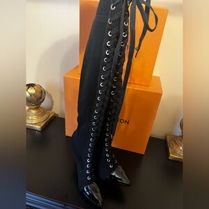NWOT - Onlymaker Black Over-the-Knee Lace-Up Boots - EU Sz 41